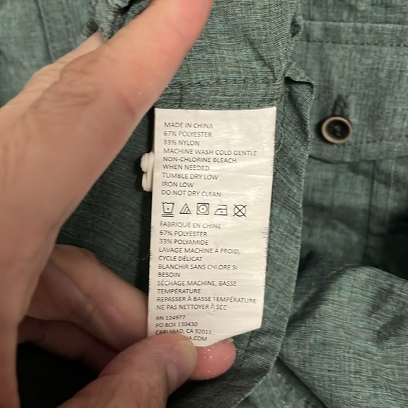 Men’s Prana Ascension Long Sleeve Green Button Up Front Shirt UPF Roll Tab Large - Picture 10 of 10